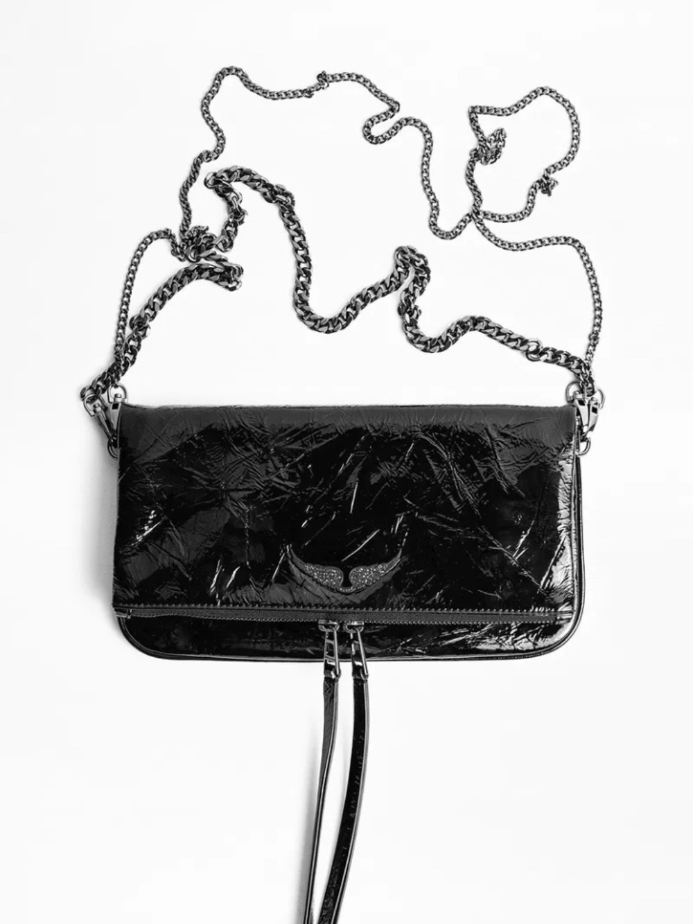 Zadig Voltaire Rock Patent Chain Bag Black